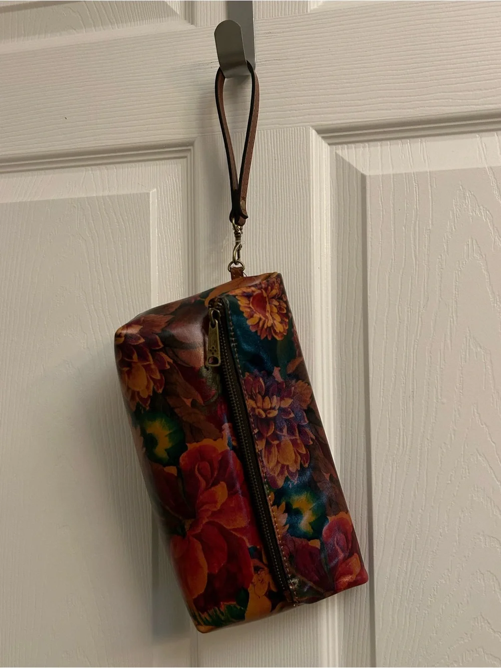 Patricia Nash Floral Zip Wristlet in Red, Orange, Green